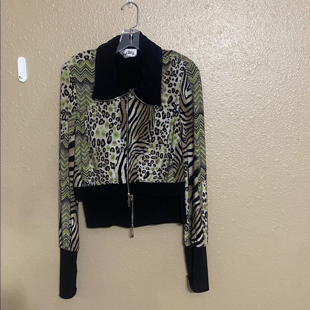 Joseph Ribkoff Leopard and Green Patterned Jacket